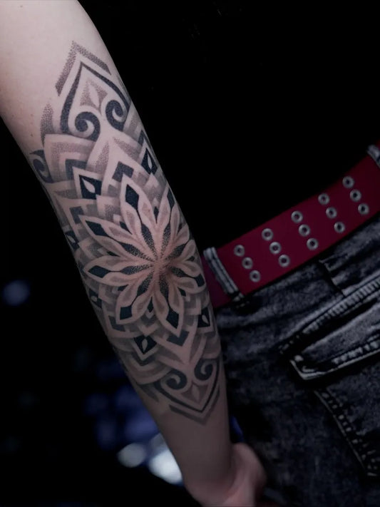 Medium Mandala Mandala Tattoo on Women Arm by @ilyacascad