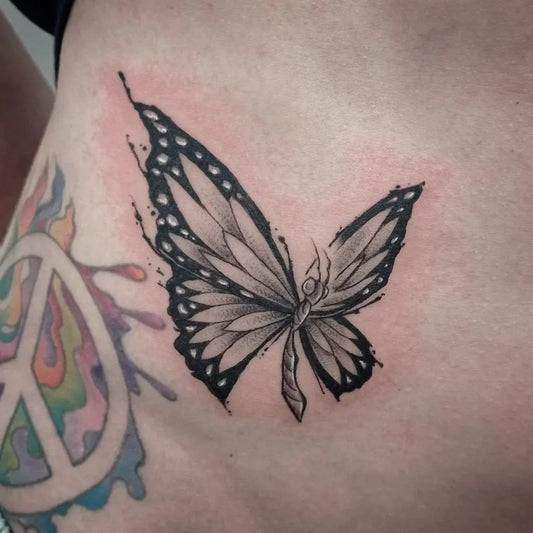 Minimalist Butterfly on Women Hip Tattoo by @world_bs_03