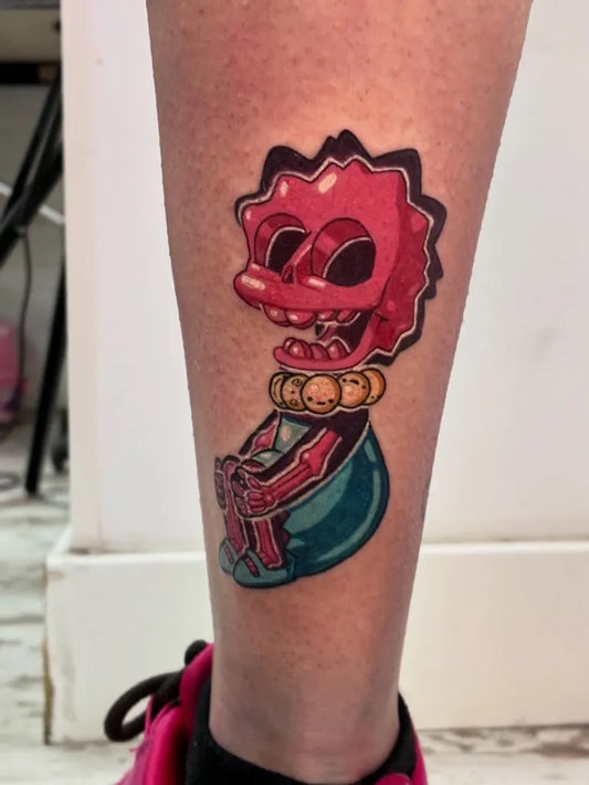 Medium Neo Traditional Mr Burns Cartoon Tattoo on Women Leg by @sr.sottoo
