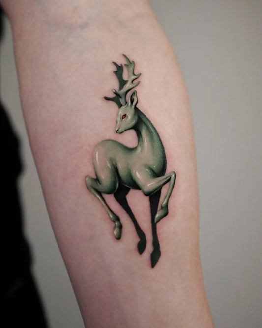 Medium New School Deer Tattoo on Women Arm by @lifo_art