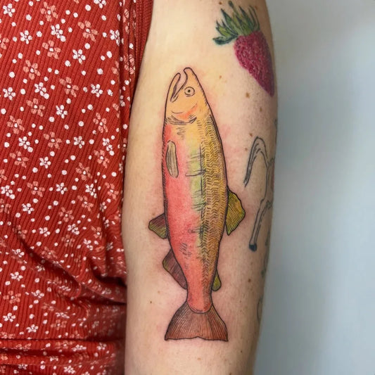 Medium New School Fish Tattoo on Women Arm by @amelesstattoos