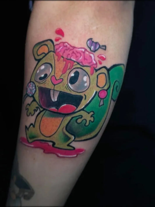 Medium New School Happy Tree Friends Squirrel Cartoon Tattoo on Men Arm by @acid_brain_cr