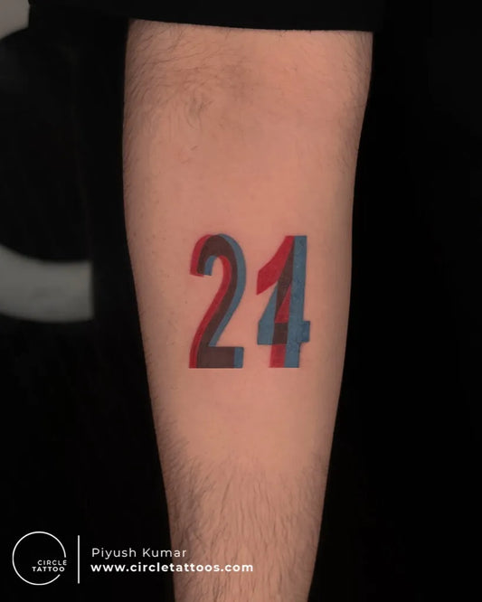 Medium Optical Illusion Number Tattoo on Men Arm by @circletattoodelhi