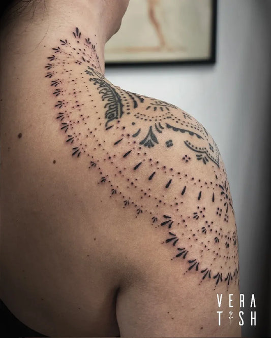 Medium Ornamental Mandala Tattoo on Women Shoulder by @veratish.tattoo