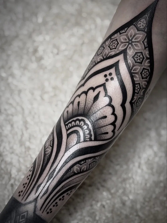 Medium Ornamental MandalaTattoo on Women Arm by @enola_tattoo