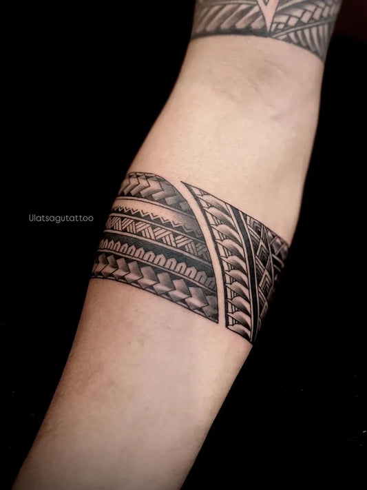 Medium Polynesian Armband Tattoo on Men Arm by @ulatsagutattoo