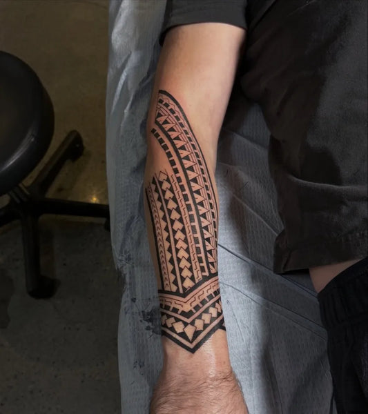 Medium Polynesian Tribal Arm Bands Tattoo on Men Arm by @dark_gustavo_tattoo