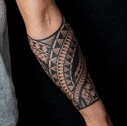 Medium Polynesian Tribal Arm Bands Tattoo on Men Arm by @tattoomaori