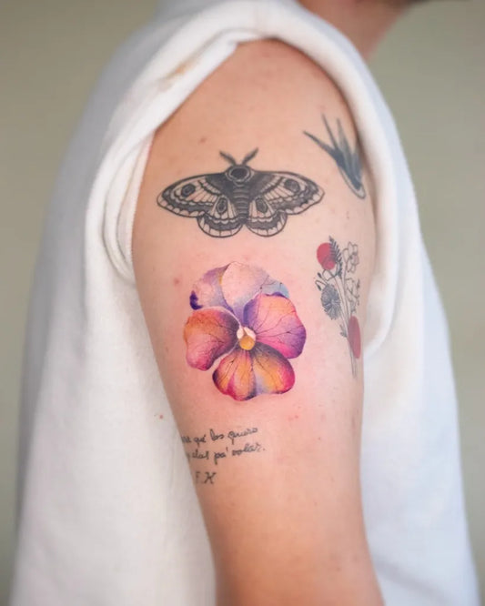 Medium Realism Orchid Moth Tattoo on Men Arm by @m.burguete