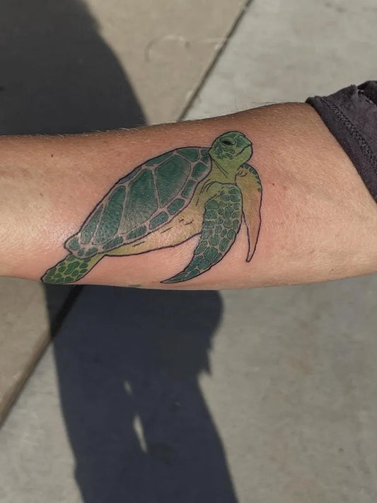 Medium Realism Sea Turtle Tattoo on Men Arm by @jmchaseart