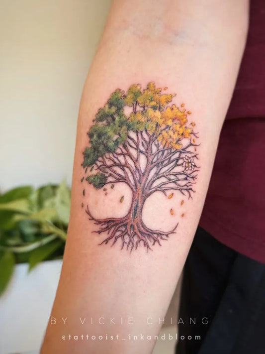 Medium Realism Tree Tattoo on Women Forearm by @tattooist_inkandbloom
