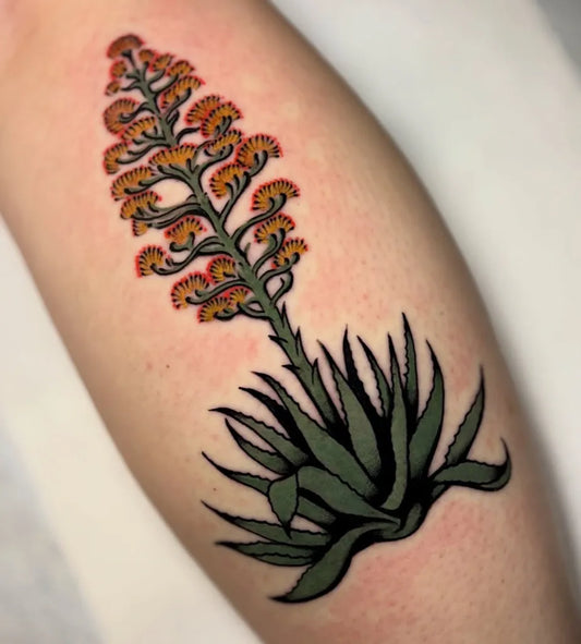 Medium Traditional Cactus Flower Tattoo on Women Leg by @westonimhoff