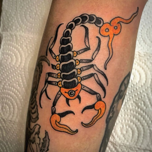 Medium Traditional Scorpion on Men Arm Tattoo by @vic_sylvestre