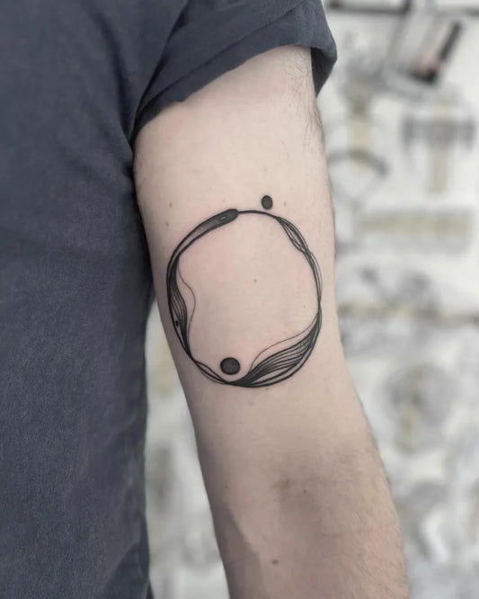 Small Abstract Ouroboros Tattoo on Men Arm by @mxttc_tattoo