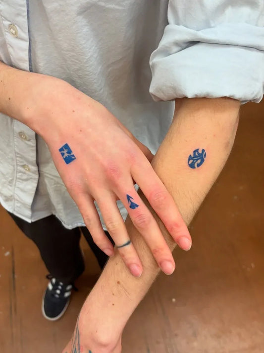 Small Abstract Square and Swirl Tattoo on Women Wrist by @ghislain______