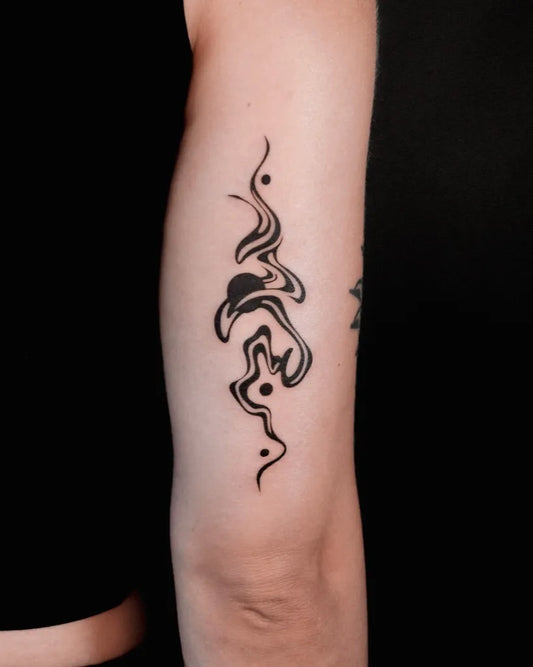 Small Abstract Wavy Abstract Lines Tattoo on Women Arm by @you.tats