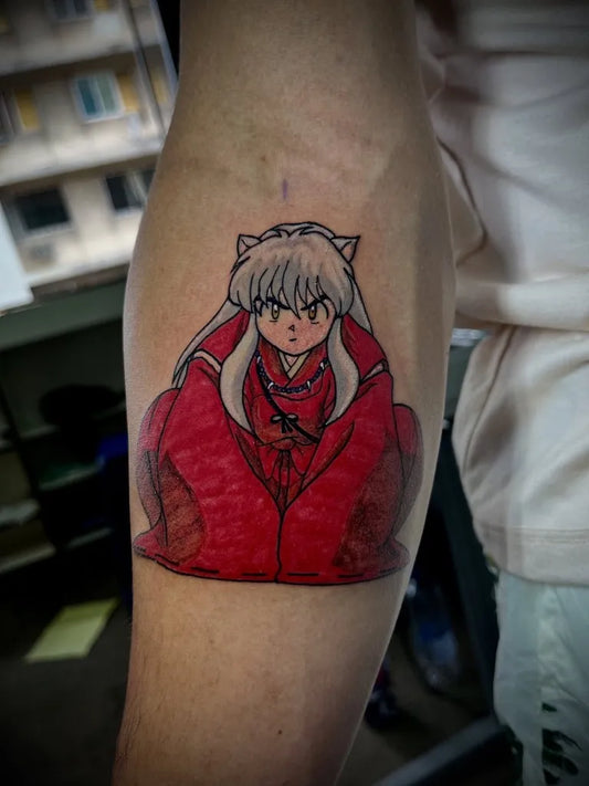 Small Anime Inuyasha on Men Arm Tattoo by @lacorona_ink