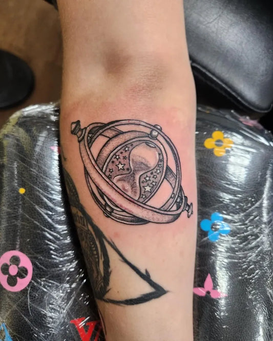 Small Black and Grey Hourglass Tattoo on Women Arm by @blackcaesartattoo