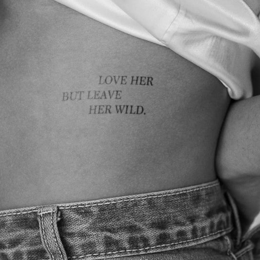 Small Black and Grey Text Quote Tattoo on Women Rib by @inkbox