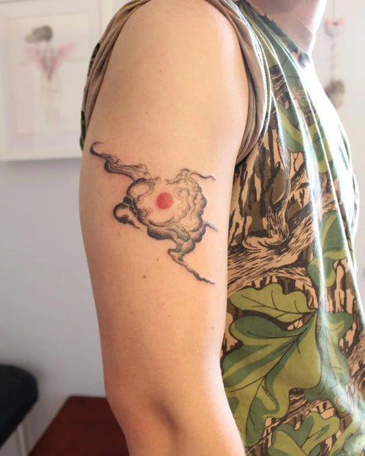 Small Blackwork Cloud Tattoo on Men Arm by @sweetpotatotat