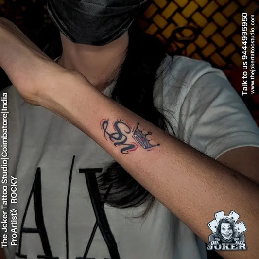 Small Blackwork Crown Tattoo on Women Arm by @thejokertattoostudio