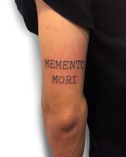 Small Blackwork Memento Mori on Men Arm Tattoo by @danytattooart