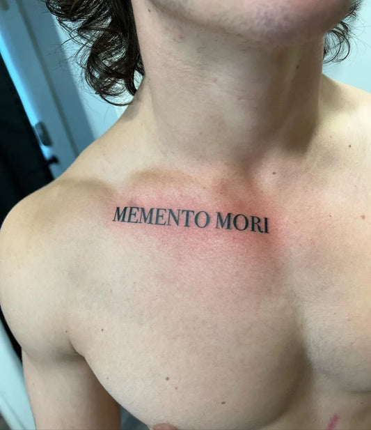 Small Blackwork Memento Mori on Men Shoulder Tattoo by @samiellefoltz
