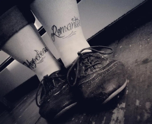 Small Blackwork Romantic Text Tattoo on Women Ankle by @dreamlifening