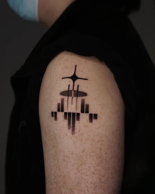 Small Blackwork Symbol Tattoo on Men Arm by @gutgutgutt