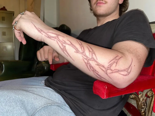 Small Branching Vines on Men Forearm Tattoo by @tiimy.tt