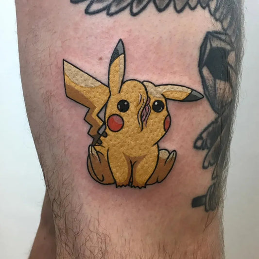 Small Chibi Pikachu on Men Arm Tattoo by @gamer.ink