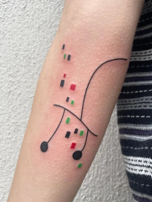 Small Colorful Abstract Geometric Shapes Tattoo on Women Arm by @agataris