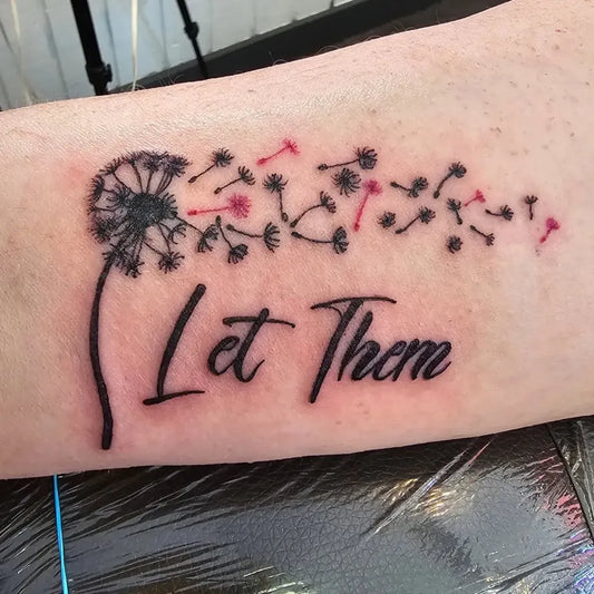 Small Dandelion with Let Them on Women Arm Tattoo by @girldetectivefails