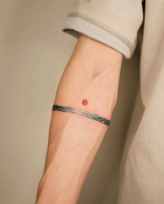 Small Dotwork Wave Tattoo on Men Arm by @botti_hsu