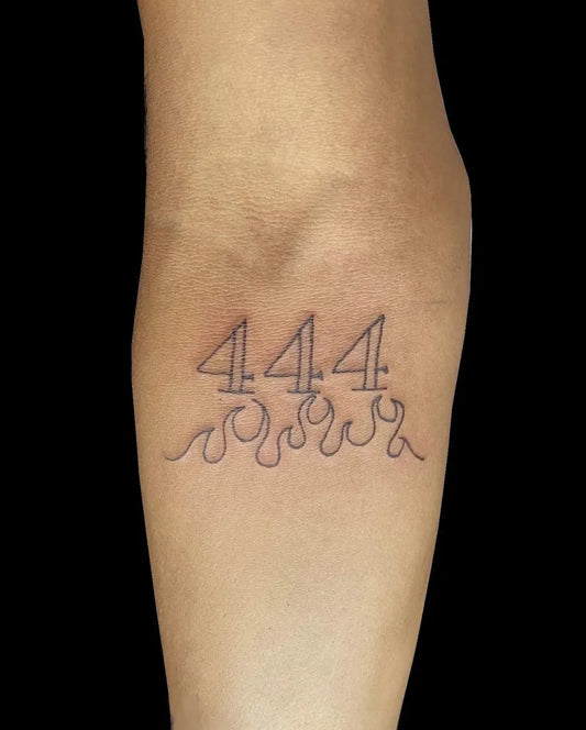 Small Fine Line 444 Waves on Women Arm Tattoo by @naath0.0