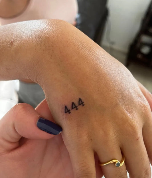 Small Fine Line 444 on Women Wrist Tattoo by @marief.ink