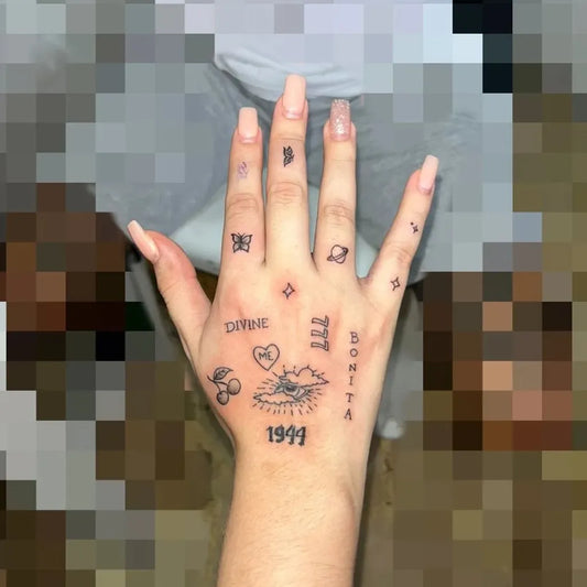 Small Fine Line 777 Hand Tattoo on Women by @litotattoo