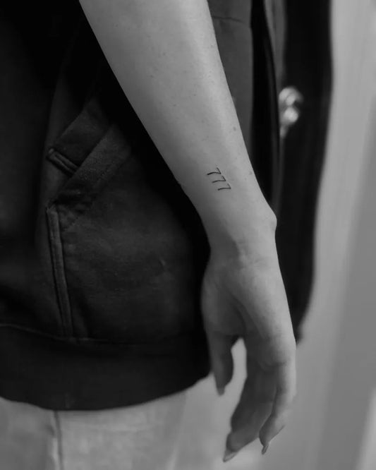 Small Fine Line 777 Women Forearm Tattoo on by @likalines.tattoo