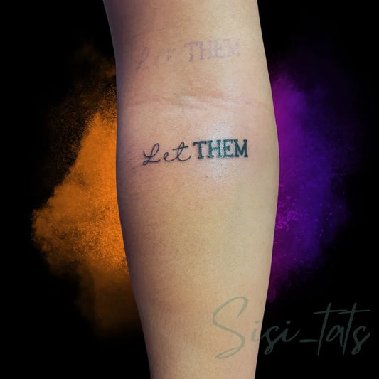 Small Fine Line Let Them Text on Women Wrist Tattoo by @sisi_tats