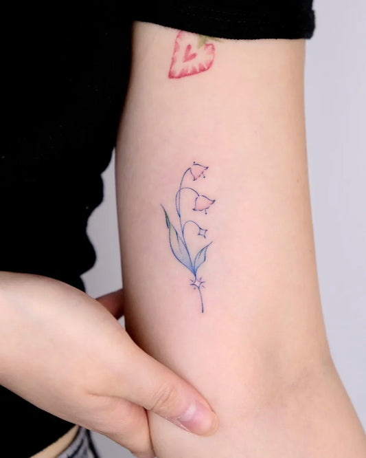 Small Fine Line Lily of the Valley Women Arm Tattoo by @uwendyxx.tat