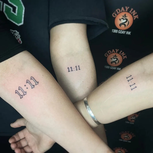 Small Fine Line Numbers Tattoo on Women Arm by @shortmans_