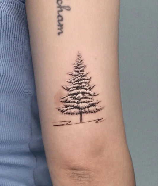 Small Fine Line Tree Tattoo on Women Arm by @serainkroom