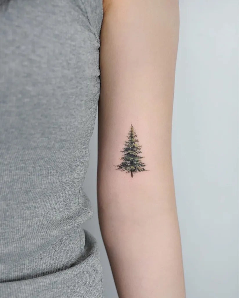Small Fine Line Tree Tattoo on Women Arm by @tattooist_today_do