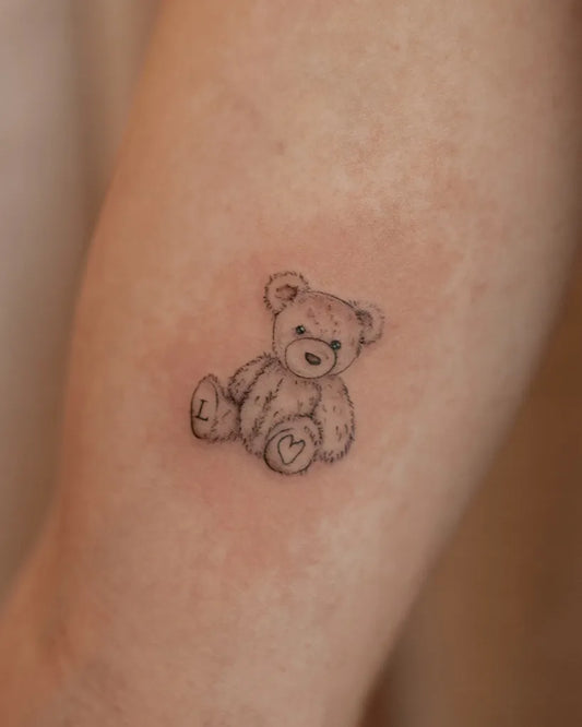 Small FineLine Bear on Women Arm Tattoo by @stefxink