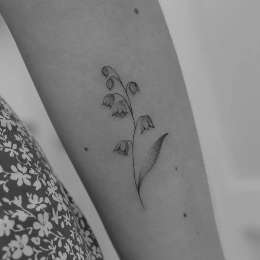 Small FineLine Lily of the Valley Women Arm Tattoo by @cherie.ink