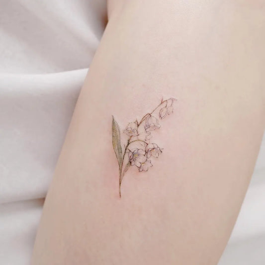 Small FineLine Lily of the Valley Women Arm Tattoo by @tattooist_flower
