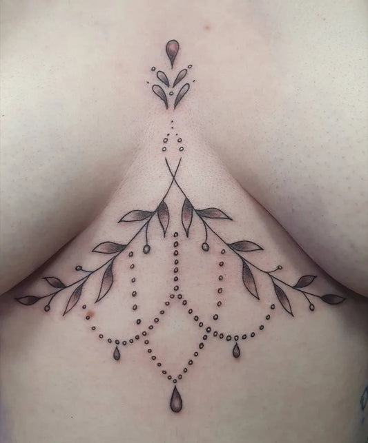 Small Floral Mandala on Women Sternum Tattoo by @serenityink