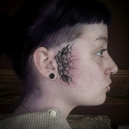 Small Lace Flower on Women Face Tattoo by @labyrinthine_______