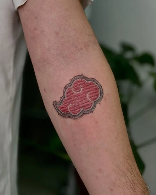 Small Embroidery Akatsuki Cloud on Men Arm Tattoo by @aysimakavas