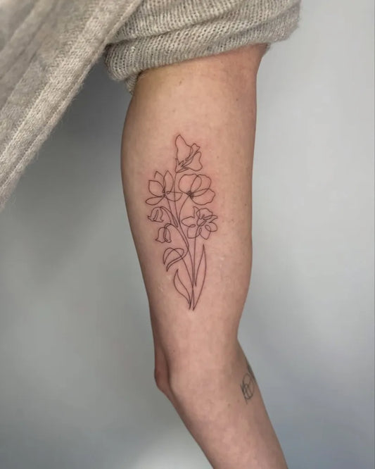 Small Linework Bunch of Poppies on Women Arm Flower Tattoo by @francielitattooart